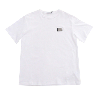 Dolce & Gabbana Kids' Logo Patch Crewneck T-shirt In White
