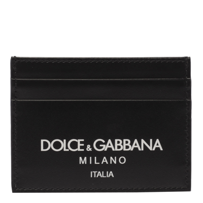 Dolce & Gabbana Logo Leather Cardholder In Black