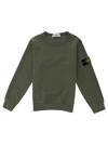 Stone Island Kids' Green Cotton Jumper In Forest Green