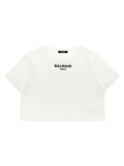 Balmain Kids' Logo Embroidery T-shirt In White