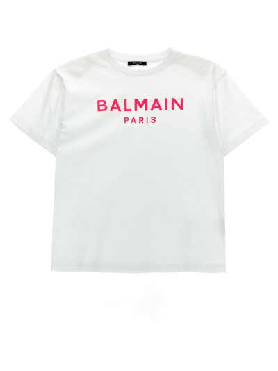 Balmain Kids' Logo Print T-shirt In Fu