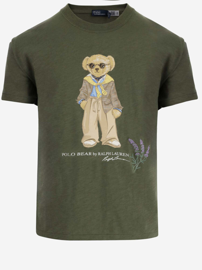 Ralph Lauren Cotton Polo Bear T-shirt In Garden Trail