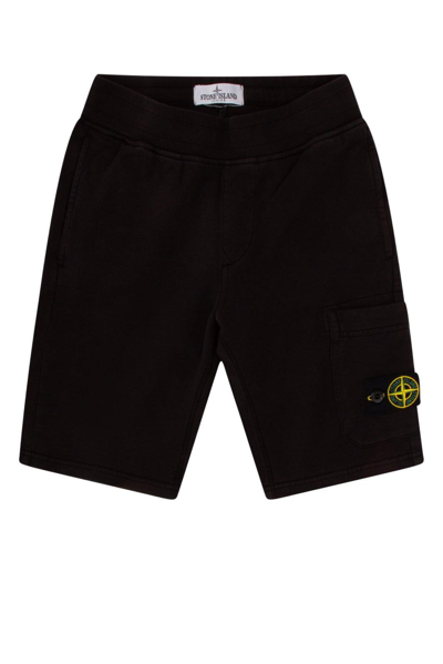 Stone Island Junior Kids' Compass-badge Jersey Shorts In Black