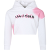 LITTLE MARC JACOBS WHITE SWEATSHIRT FOR GIRL WITH LOGO