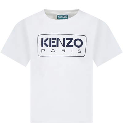 KENZO IVORY T-SHIRT FOR KIDS WITH LOGO