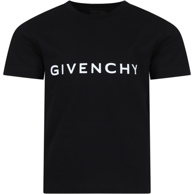 Givenchy Black T-shirt For Kids With Logo In Nero