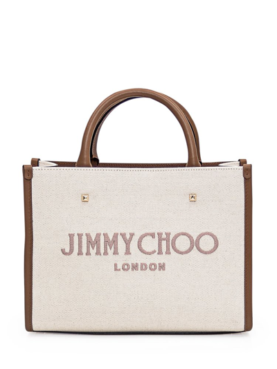 Jimmy Choo Varenne Logo Embroidered Tote Bag In White