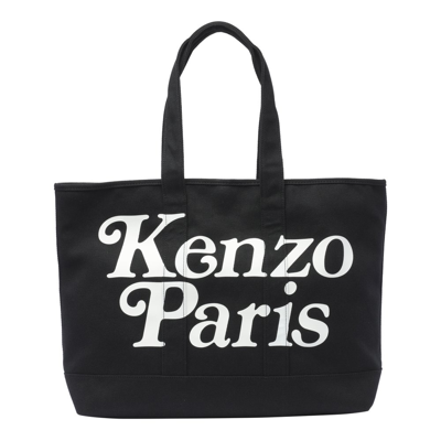 Kenzo Logo Printed Large Tote Bag In Black