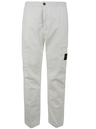 Stone Island Compass Patch Cargo Trousers In White