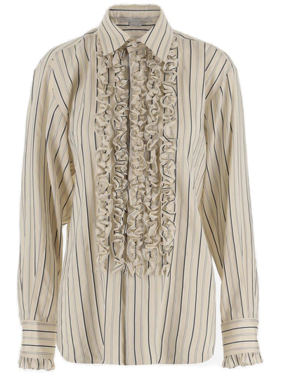 Stella Mccartney Ruffle Detailed Striped Shirt In Multi