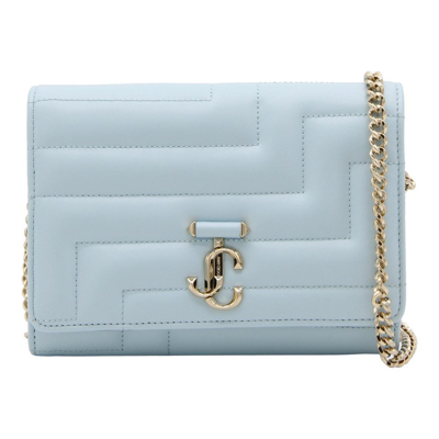 Jimmy Choo Avenue Quilted Logo Plaque Clutch Bag In Blue