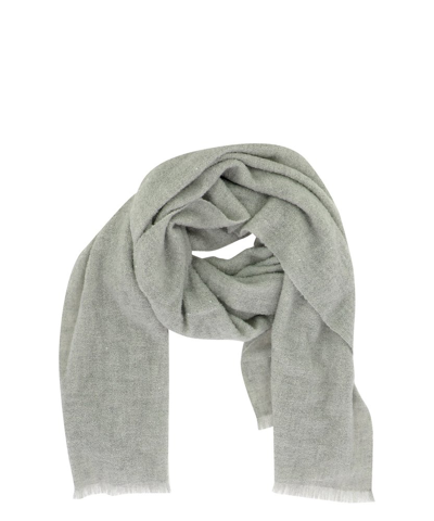 Brunello Cucinelli Frayed Sequinned Scarf In Grey