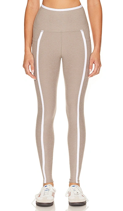 Beyond Yoga Spacedye New Moves High Waisted Midi Legging In Grey Sage/cloud White
