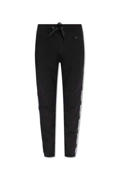 Moschino Logo Printed Drawstring Trousers In Black