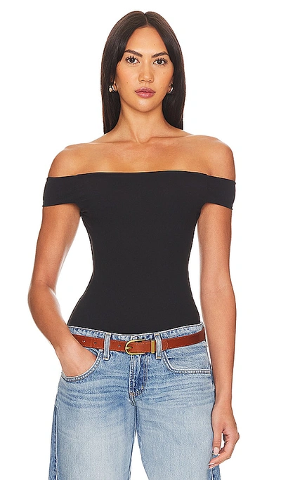 Free People Off To The Races Off The Shoulder Bodysuit In Black