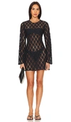 Beach Riot Goldie Lace Long Sleeve Cotton Blend Cover-up Dress In 黑色