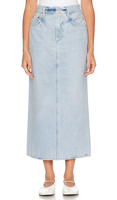 Citizens Of Humanity Blue Verona Denim Maxi Skirt In Frequency