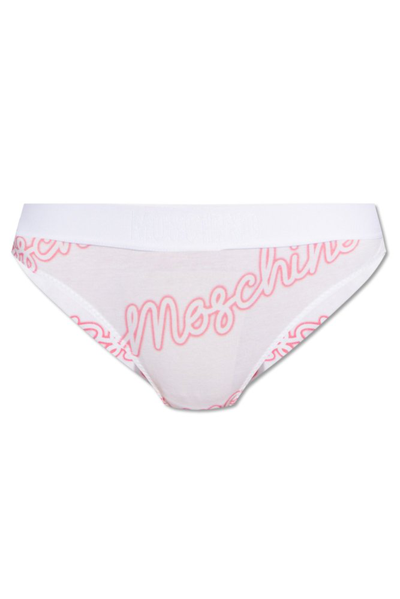 Moschino Logo Printed Stretched Briefs In White