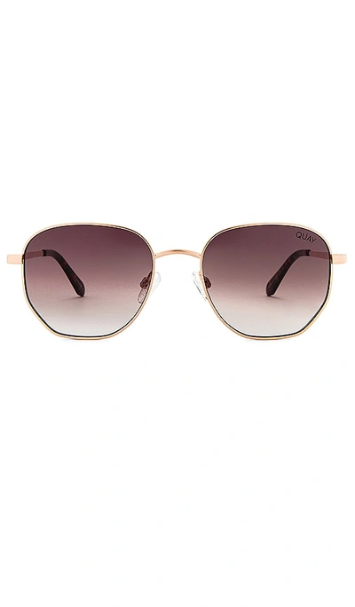 Quay Big Time Sunglasses In Brushed Gold & Brown