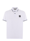 Stone Island Mens White Logo-badge Slim Fit Stretch-cotton Polo Shirt