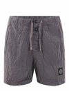 Stone Island Logo Patch Drawstring Shorts In Grigio
