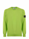 Stone Island Logo Patch Crewneck Sweatshirt In Yellow