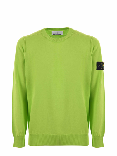 Stone Island Logo Patch Crewneck Sweatshirt In Yellow