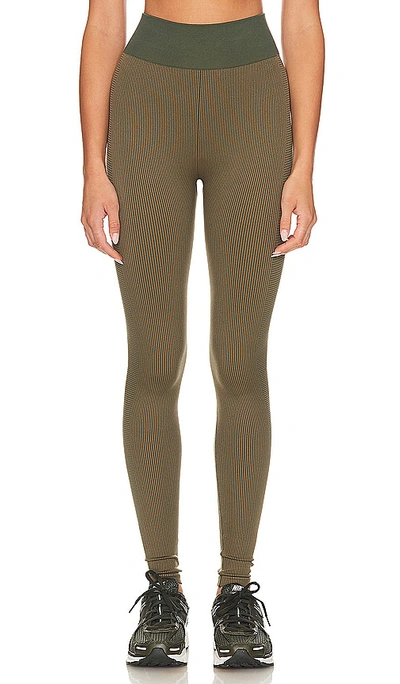 The Upside Elasticated-waistband Ribbed Leggings In Green