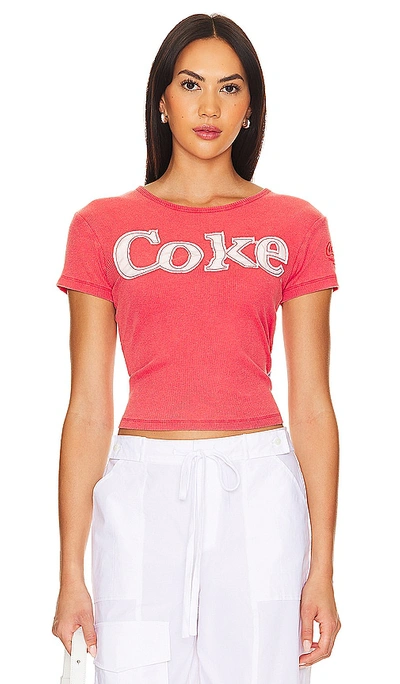 The Laundry Room Coke Patchwork Baby Rib Tee In Red Snow