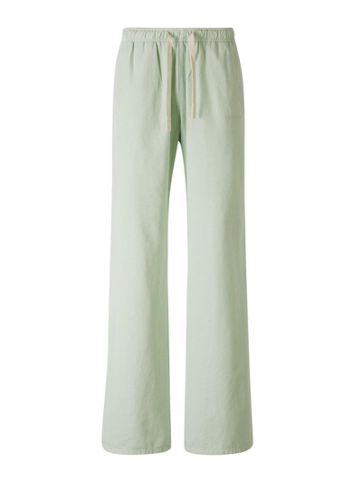 Palm Angels Logo Embroidered Drawstring Trousers In Green