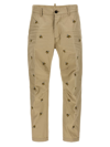 Dsquared2 Embroidered Pattern Chino Trousers In Beige