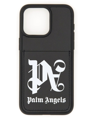 Palm Angels Monogram Printed Iphone 15 Pro Max Case In Black