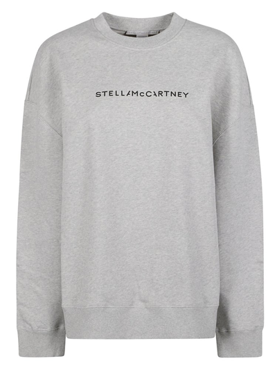 Stella Mccartney Logo Printed Crewneck Sweatshirt In Grey