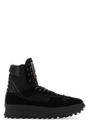 Maison Margiela Mm22 Leather Climber High-top Sneakers With Suede Trims In Black