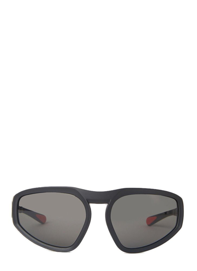 Moncler Pentagra Futuristic Shape Sunglasses In Black,smoke
