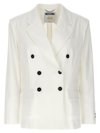 Moschino Double-breasted Blazer With Buttoned Cuffs In White