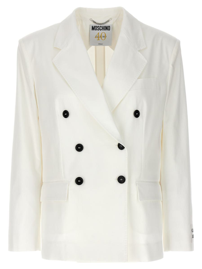 Moschino Double-breasted Blazer In White