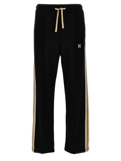 Palm Angels Monogram Embroidered Drawstring Pants In Black