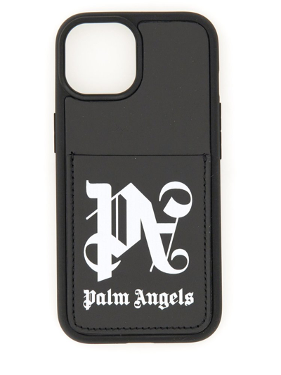 Palm Angels Monogram Printed Iphone 15 Case In Black