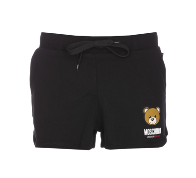 Moschino Teddy Bear Printed Bermuda Shorts In Black