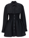 Alexander Wang T Alexanderwang.t Layered Cotton-poplin Mini Shirt Dress In Black