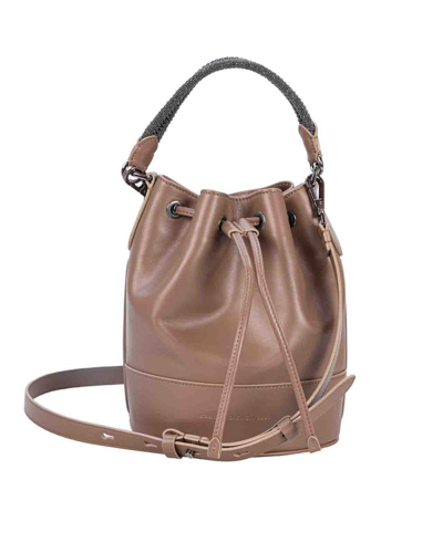 Brunello Cucinelli Calfskin Bucket Bag In Brown