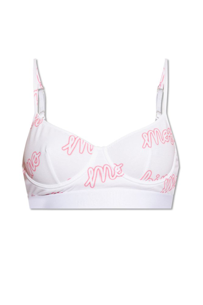 Moschino Logo Printed Stretched Bra In White