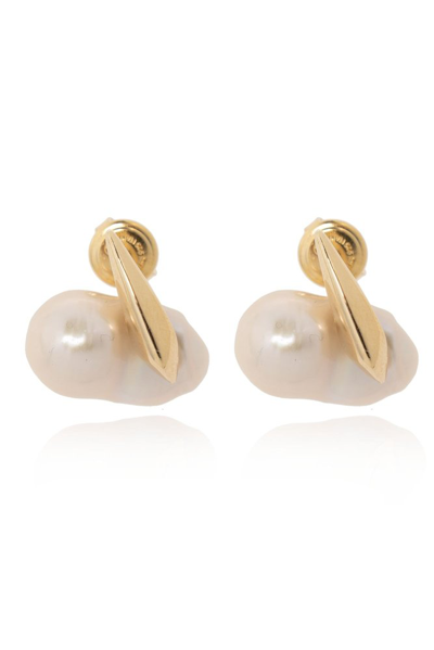 Bottega Veneta Pearl Earrings In Gold