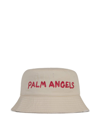 PALM ANGELS PALM ANGELS LOGO PRINTED DISTRESSED BUCKET HAT