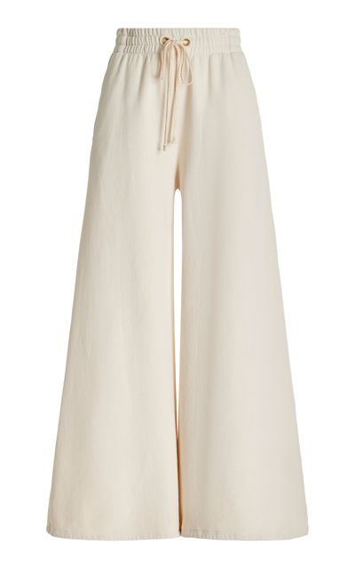 Les Tien Christine Flared Fleece Pants In Ivory