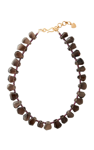 Brinker & Eliza Midnight Beaded Necklace In Brown