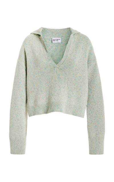 Matthew Bruch Sailor Melange-knit Cotton-linen Sweater In Green
