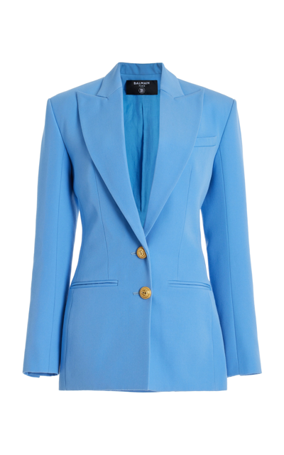 Balmain Sculpted Wool Blazer In Blue