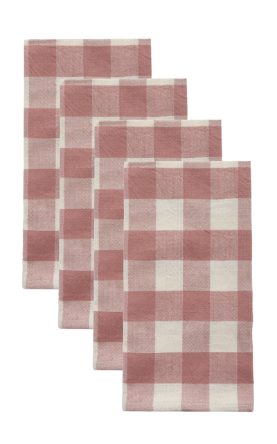 Heather Taylor Home Set-of-four Cotton-gingham Napkins In Pink